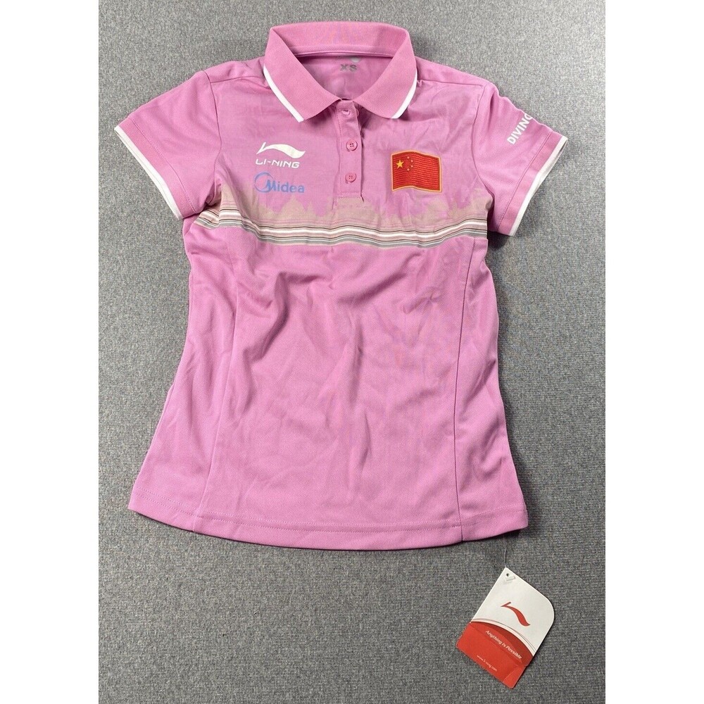 Li-Ning TENNIS Polo Shirt ( Diving Embroidery Logo) Size XS Women PINK NWT